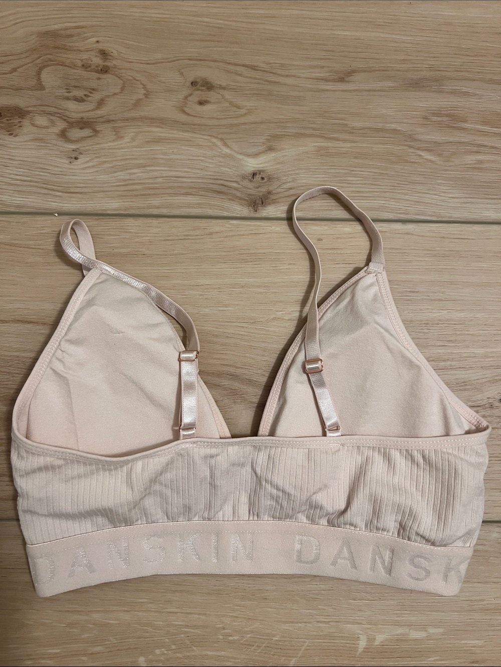 Danskin Pale Blush Ribbed Logo Band Bralette - Picture 3 of 3